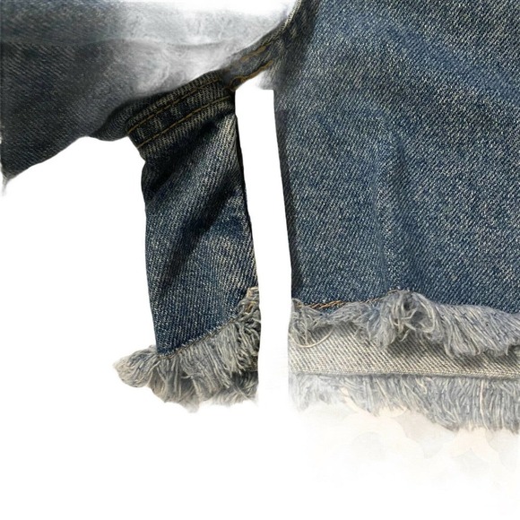 Vintage Bugle Boy Size 8 Women's Blue Frayed Shorts High Waisted Frayed Cut-off - Picture 10 of 11